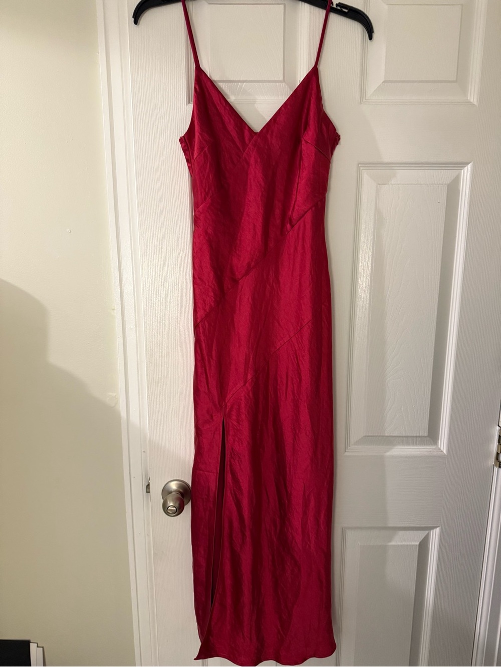 Hello Molly Fuchsia Slip Maxi Dress with V-Neck and Side Slit